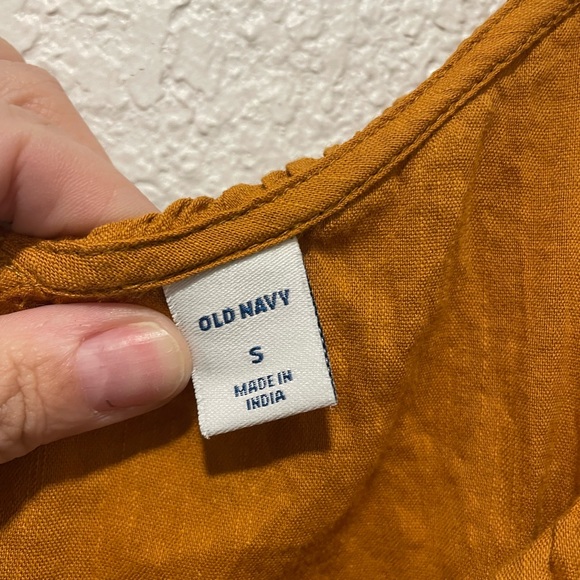 OLD NAVY | COTTON CAMEL FLOUNCE BOHO RUFFLE OFF THE SHOULDER TOP size small - Picture 2 of 6